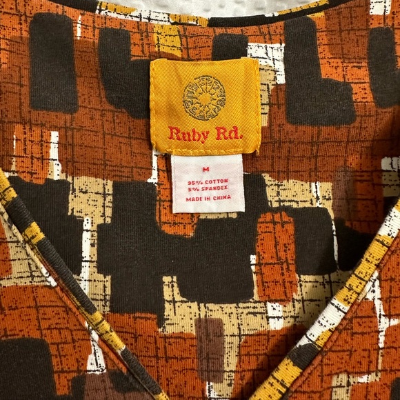 Ruby Rd. Multi Brown 3/4 Sleeve Top - Picture 3 of 4